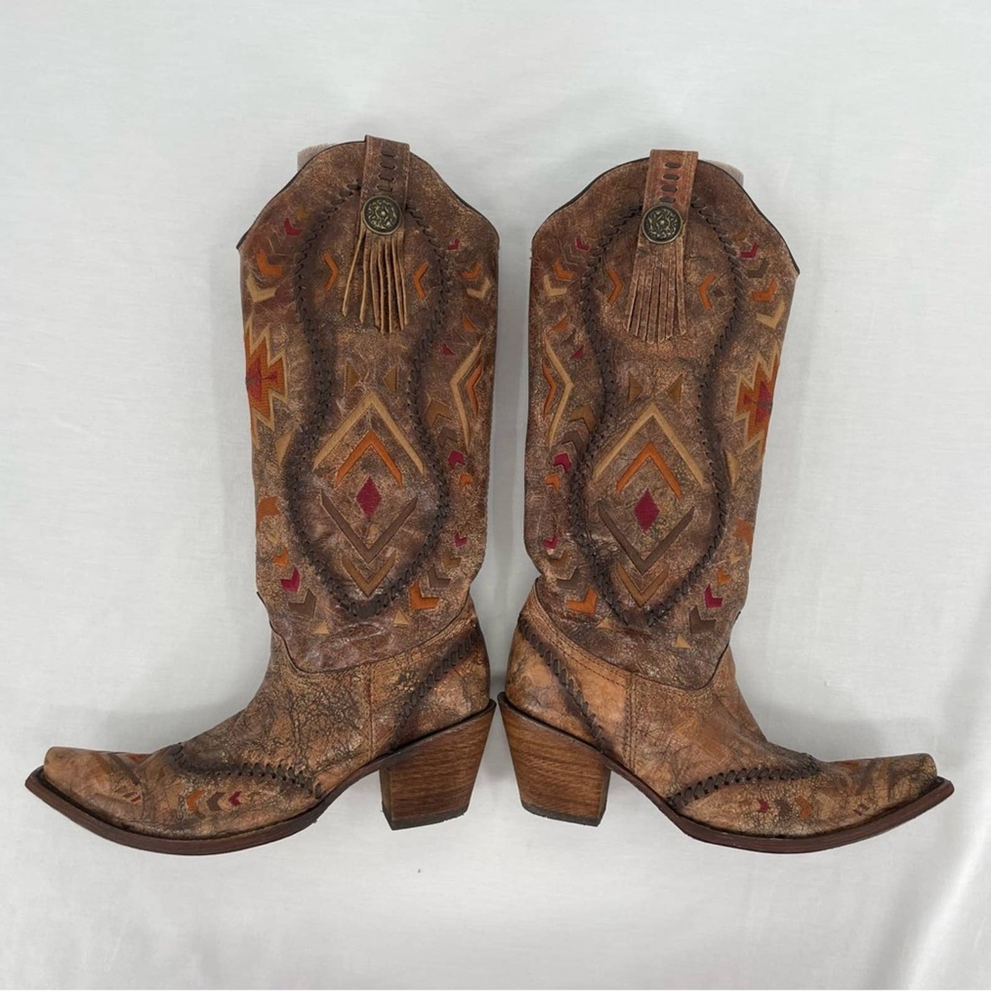 Corral Cowboy Boots Cowgirl Western Southwest Style Embroidered Leather C2872 Size 8