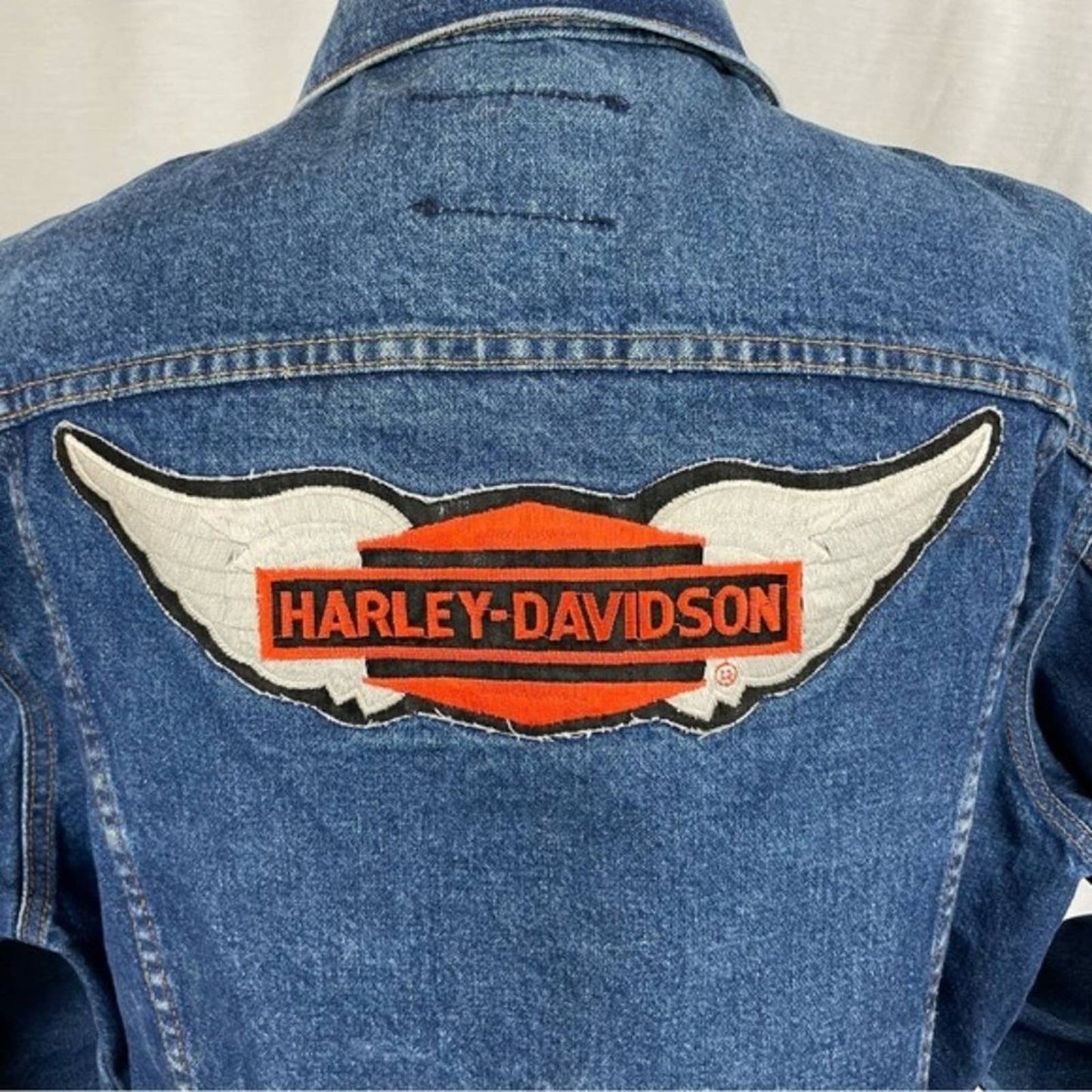 Vintage Harley-Davidson Saddle King 70s DIY Homemade Trucker Jean Jacket Size 48 Reg