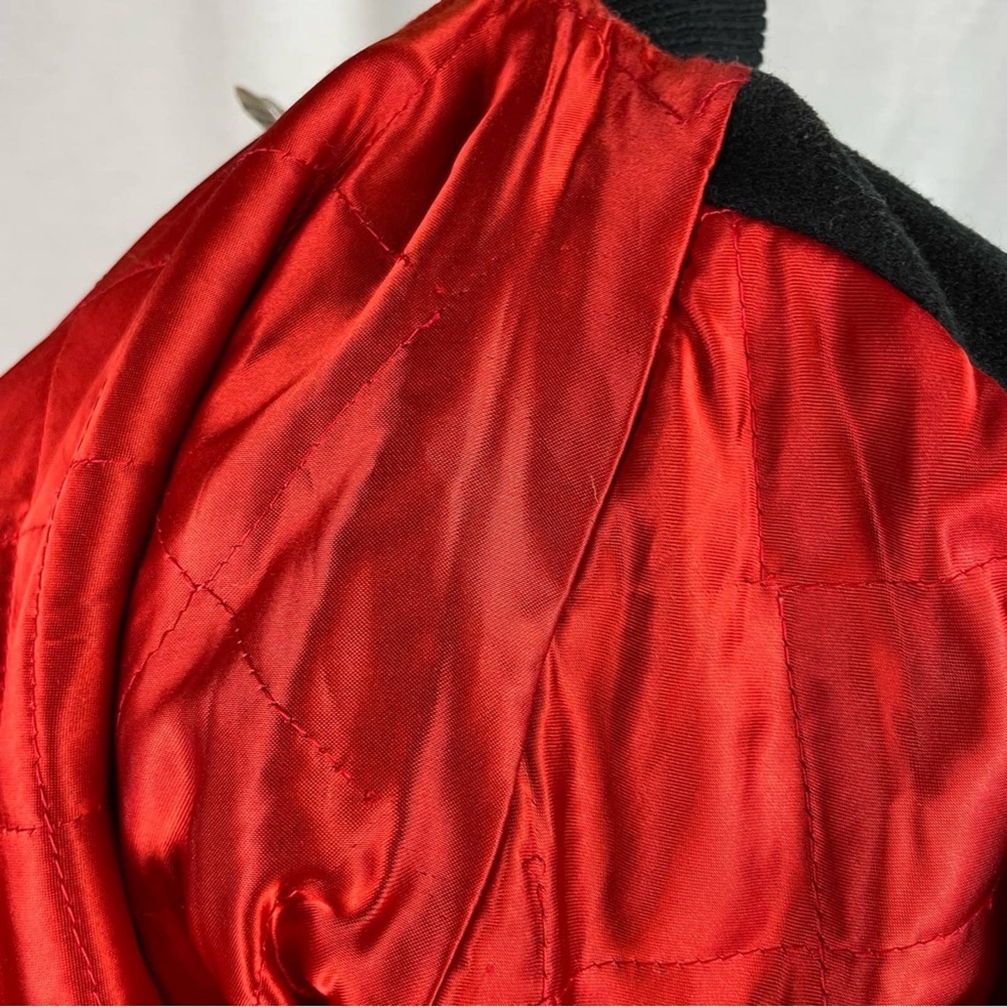 Vintage The Limited 90s Varsity Letterman Bomber Jacket Red Leather Black Wool Size S